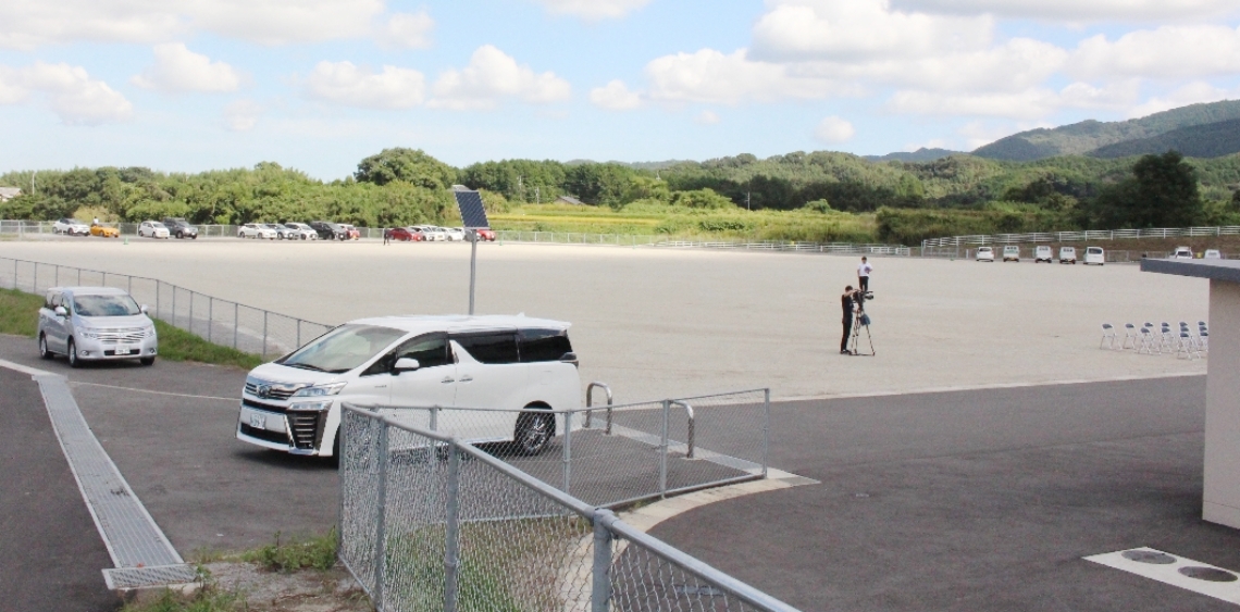 上戸次に整備された「へつぎ防災広場」＝大分市上戸次