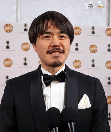 第５２回アニー賞の発表・授賞式を前に、取材に応じる邦画アニメ「ルックバック」の押山清高監督＝８日、米ロサンゼルス（共同）