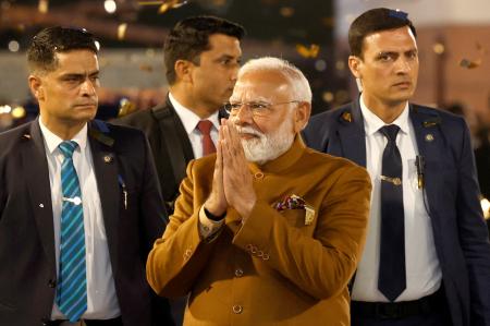 インドのモディ首相＝８日、ニューデリー（ロイター＝共同）