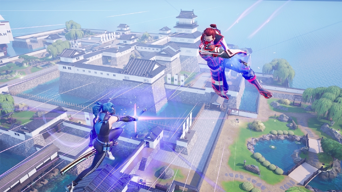 人気ゲーム「フォートナイト」のステージとして再現された府内城＝おおいた未来まちづくり提供