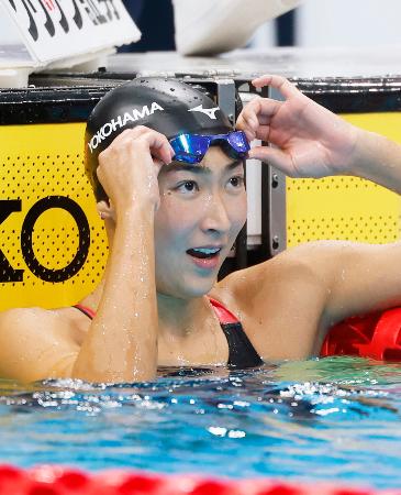 女子５０メートルバタフライ決勝のレースを終えた池江璃花子＝東京アクアティクスセンター