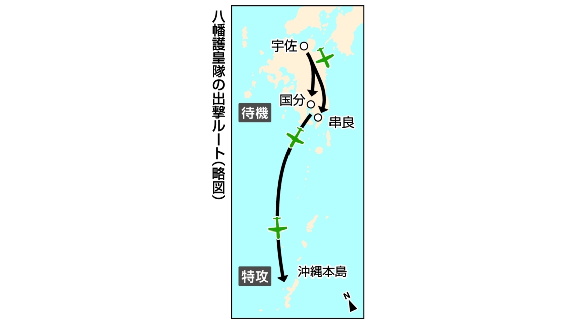 八幡護皇隊の出撃ルート（略図）