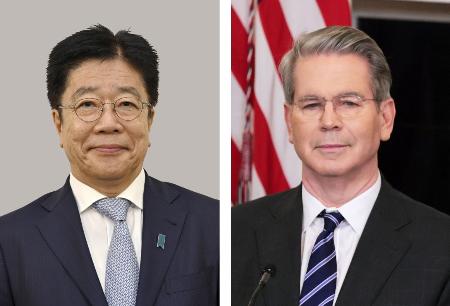 加藤勝信財務相、ベセント米財務長官（ゲッティ＝共同）
