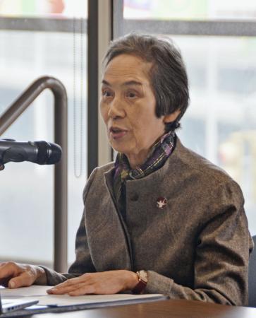 米ニューヨークで被爆証言を語る和田征子さん＝３月（共同）