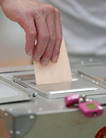 投票する有権者