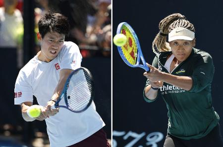 錦織圭（左）と大坂なおみ