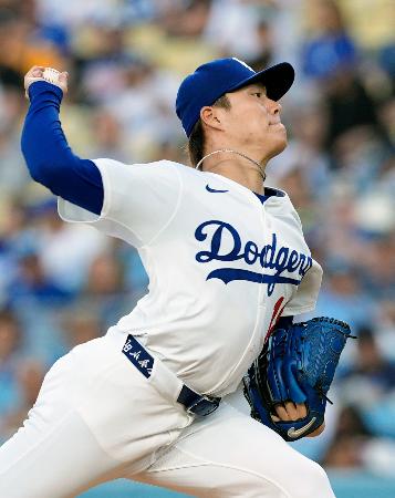 ツインズ戦に先発したドジャース・山本＝ロサンゼルス（共同）