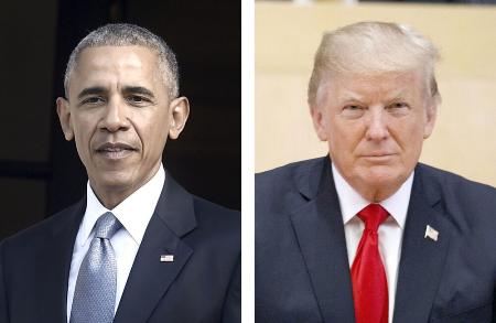 オバマ元米大統領（左）とトランプ大統領