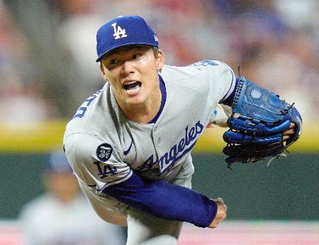 レッズ戦に先発し、７回１失点で９勝目を挙げたドジャース・山本＝シンシナティ（共同）