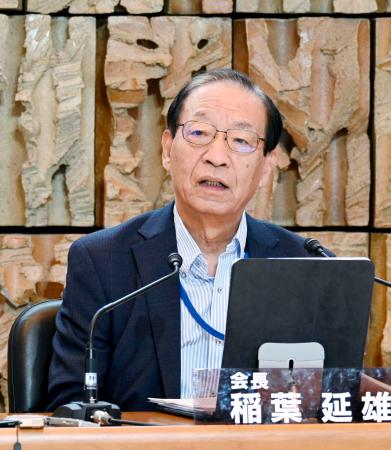 記者会見するＮＨＫの稲葉延雄会長＝３０日午後、東京都渋谷区