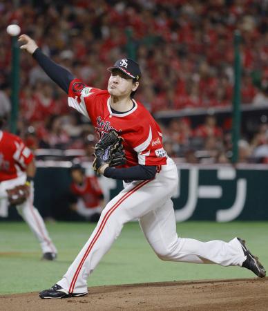 楽天戦に先発したソフトバンク・有原＝みずほペイペイドーム