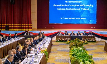 マレーシア・クアラルンプールで開かれたタイとカンボジアの国境問題に関する会議＝７日（共同）