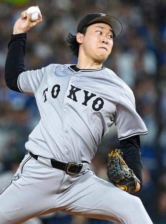 ５回、力投する巨人・山崎＝横浜