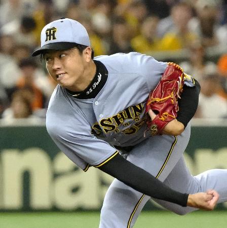 ５回１失点で１１勝目を挙げた阪神・才木＝東京ドーム