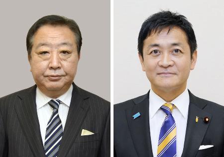 立憲民主党の野田佳彦代表、国民民主党の玉木雄一郎代表