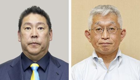 立花孝志氏（左）、泉房穂氏