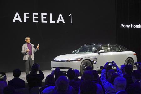 ソニー・ホンダモビリティが開発したＥＶ「ＡＦＥＥＬＡ（アフィーラ）」＝１月、米ラスベガス（共同）
