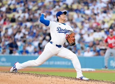 レッズ戦に先発登板したドジャース・大谷＝ロサンゼルス（共同）