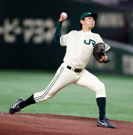 東芝戦に先発したＪＲ東日本・堀＝東京ドーム