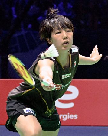 女子シングルス決勝　中国の陳雨菲と対戦する山口茜＝パリ（共同）
