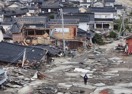 能登半島地震で大きな被害が出た石川県珠洲市＝２０２４年１月