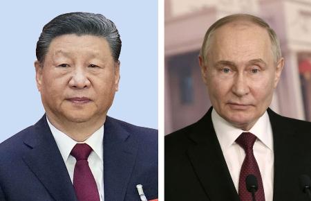中国の習近平国家主席、ロシアのプーチン大統領（ゲッティ＝共同）