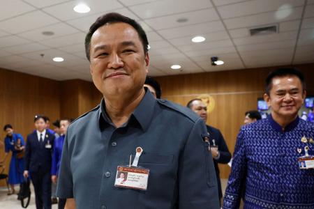 タイの中道野党「タイの誇り党」のアヌティン党首＝８月１５日、バンコク（ロイター＝共同）