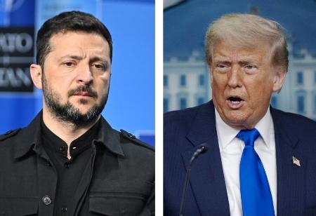 ウクライナのゼレンスキー大統領、トランプ米大統領（いずれもゲッティ＝共同）