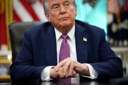 トランプ米大統領＝５日、ワシントンのホワイトハウス（ゲッティ＝共同）