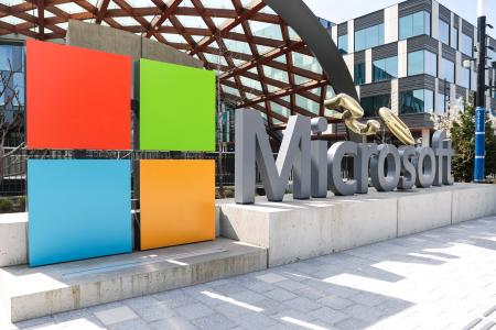 米マイクロソフトのロゴ（ＡＰ＝共同）