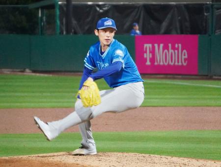 マイナー３Ａで初めて救援登板したドジャース・佐々木＝タコマ（共同）
