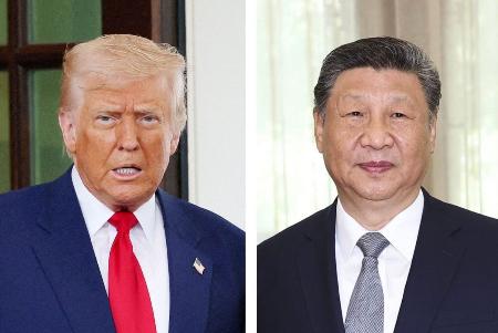 トランプ米大統領（ロイター＝共同）、中国の習近平国家主席（新華社＝共同）