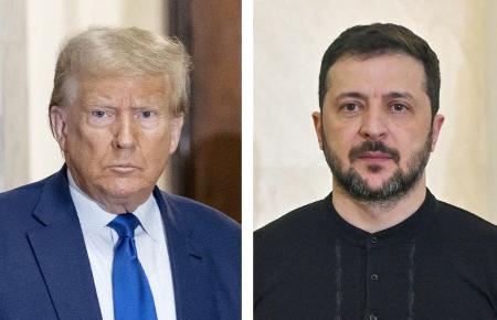 トランプ米大統領、ウクライナのゼレンスキー大統領（ともにゲッティ＝共同）