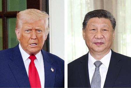 トランプ米大統領（ロイター＝共同）、中国の習近平国家主席（新華社＝共同）
