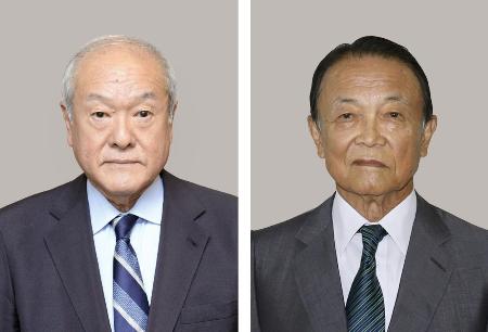 自民党の鈴木俊一総務会長、麻生太郎元首相
