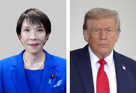 自民党の高市早苗総裁、トランプ米大統領（ゲッティ＝共同）