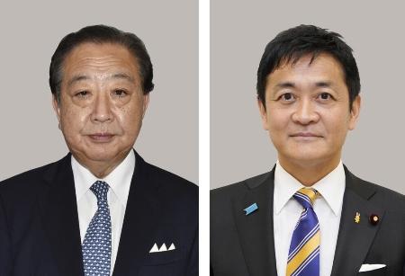 立憲民主党の野田佳彦代表、国民民主党の玉木雄一郎代表