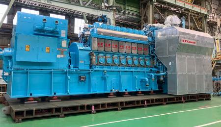 川崎重工業の船舶用水素エンジンの試験機（同社提供）