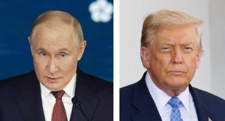 ロシアのプーチン大統領、トランプ米大統領（いずれもロイター＝共同）