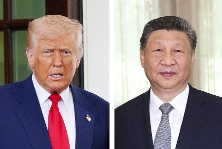 トランプ米大統領（ロイター＝共同）、中国の習近平国家主席（新華社＝共同）