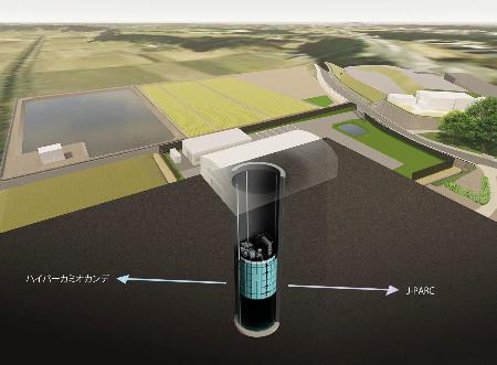 ニュートリノの性質を調べる中間検出器のイメージ図（高エネルギー加速器研究機構ニュートリノグループ提供）