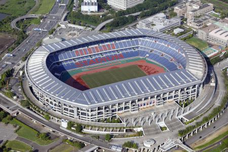 日産スタジアム＝横浜市港北区（共同通信社ヘリから）