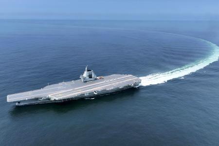 中国の新型空母「福建」＝２０２４年５月（新華社＝共同）