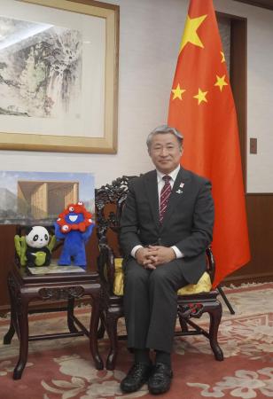 中国の薛剣駐大阪総領事＝３月、大阪市西区