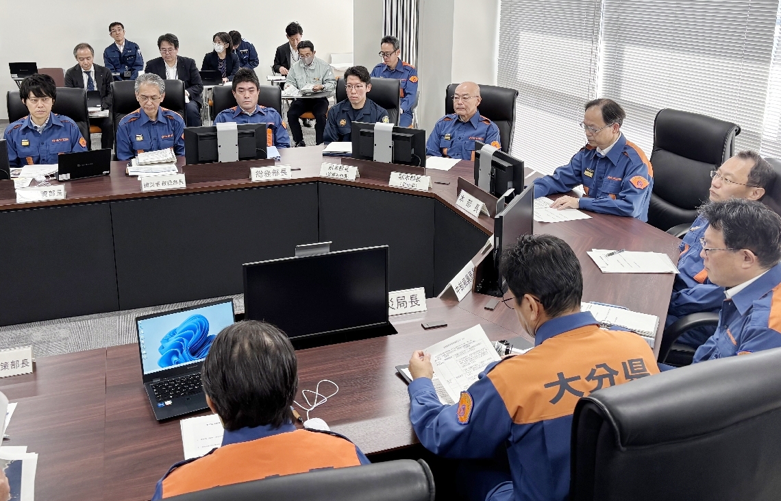 県の災害対策本部会議＝２０日午前９時、県庁