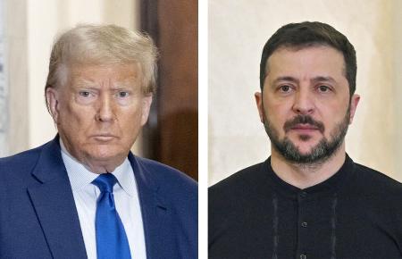 トランプ米大統領、ウクライナのゼレンスキー大統領（ともにゲッティ＝共同）