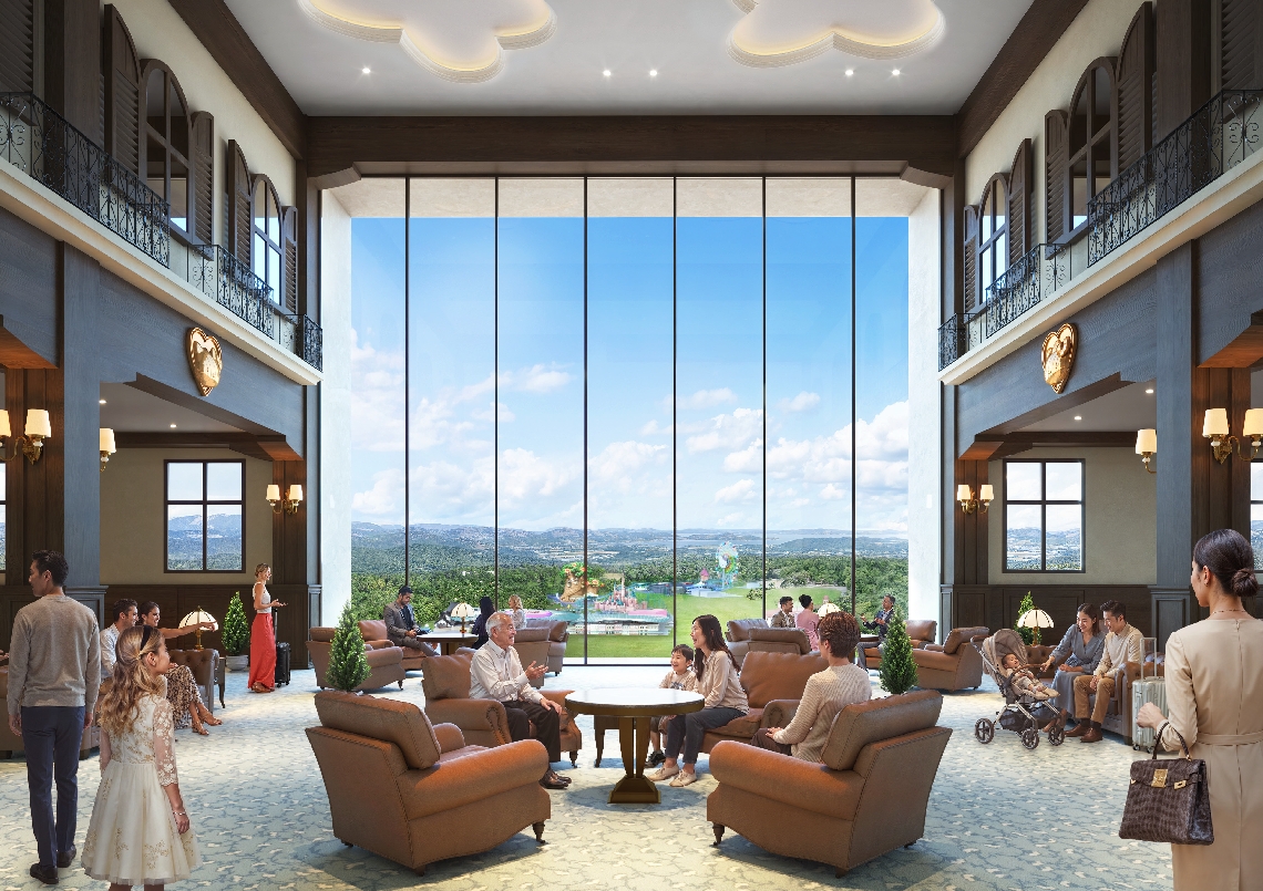 ハーモニーランド近くに新設を予定するホテルのイメージ＝２０２５　ＳＡＮＲＩＯ　ＣＯ．，ＬＴＤ．ＴＯＫＹＯ．ＪＡＰＡＮ