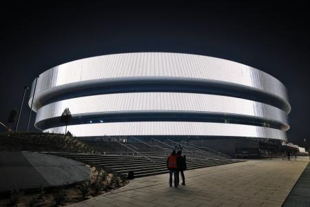 ミラノ・コルティナ冬季五輪で新設されたアイスホッケー会場＝ミラノ（共同）