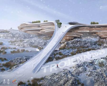 サウジアラビアで開催予定の２０２９年冬季アジア大会の会場イメージ図（同国オリンピック・パラリンピック委員会のＸより、共同）