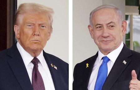 トランプ米大統領、イスラエルのネタニヤフ首相（いずれもゲッティ＝共同）